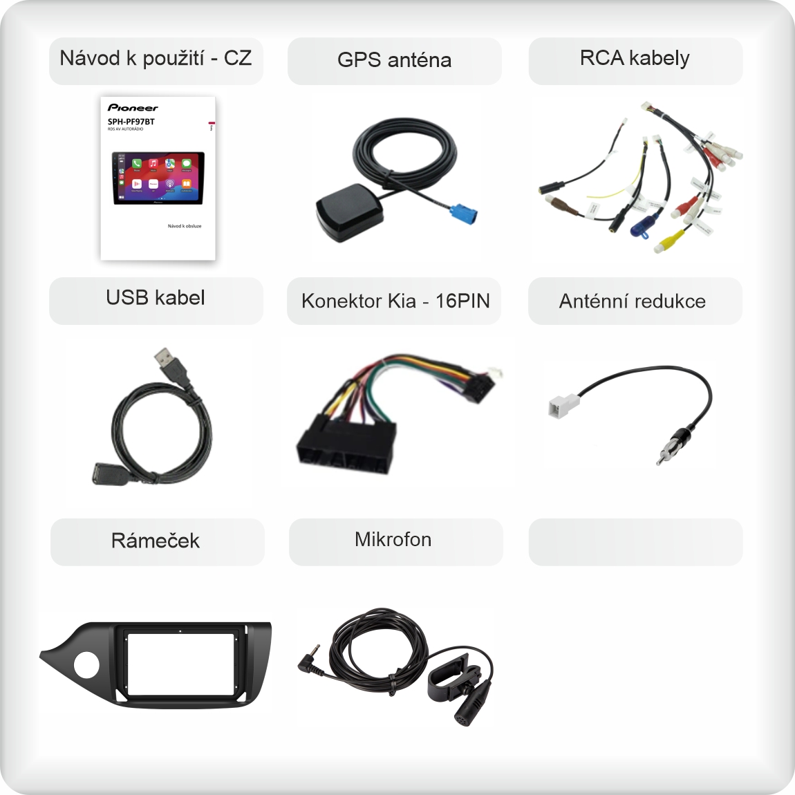 CZ příslušenství pro autorádio Pioneer SPH - PF97BT pro kia ceed 2 generace carplay a android auto evtech_cz